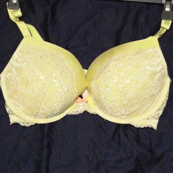 Victoria's Secret Dream Angel Yellow Lace Push-up Bra 38D - Picture 1 of 5